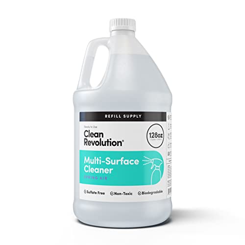 Clean Revolution Multi-Surface Cleaner Refill Supply, Non-Toxic, Eco-Friendly & Plant-Based, Ready to Use, Spring Air, Jasmine, 128 Fl Oz, 1 Gallon