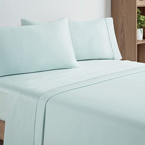Aston & Arden Tencel Sheets Set - Eco-Friendly Eucalyptus, Ultra Soft, Silky & Cool, Breathable, Sustainable Sourced, 4-Piece Bed Sheet Sets with Pillowcases, Queen, Sky Blue