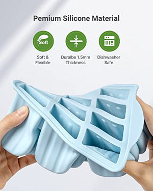 Popsicles Molds, MEETRUE 12 Pieces Silicone Popsicle Molds Easy-Release BPA-free Popsicle Maker Molds Ice Pop Molds Homemade Popsicle Ice Pop Maker with 50PCS Popsicle Sticks+Cleaning Brush