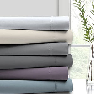 Purity Home Organic Cotton 300 Thread Count Eco-Friendly Crisp Sheets - 4-Piece 100% Cotton Percale Sheets, Deep Pocket - Brushed for Softness, College Dorm, GOTS Certified Sheets, (Queen, Lavender)