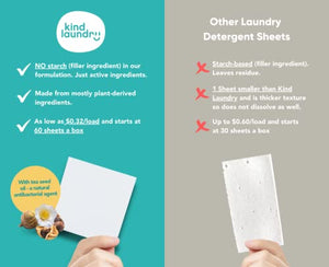 KIND LAUNDRY Detergent Sheets (Ocean Breeze) - Award Winning Eco Friendly Washer Soap Strips, Plant Based Liquidless Formula, Zero Waste, Biodegradable, Great for Travel, Camping (60 loads)