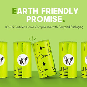 Certified Compostable Dog Poop Bags | 10% to Charity | Vegetable Based Dog Poop Bag | Eco Friendly and Earth Friendly dog waste bags | Leakproof And Zero Odor housebreaking + pet supplies (120 Bags)