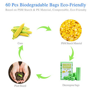Small Trash Bags Biodegradable Compost Trash Bags Recycling Eco-Friendly Garbage Bags for Office Bathroom Diaper Kitchen Car, Strong Tear & Leak Resistant