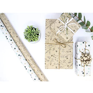 Eco Nature Environmentally Sustainable Set, Present Bags, Wrapping Paper, Greeting Cards, and Gift Bows, Natural Botanicals 44 Piece