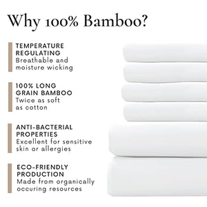 Bamboo Bay Luxury Bamboo Sheets King Size - 6 Piece Ultra Soft King Cooling Sheets for Hot Sleepers - 100% Organic Bamboo King Sheet Set Fits Up to 16" Deep Pocket - Eco Friendly - King - White