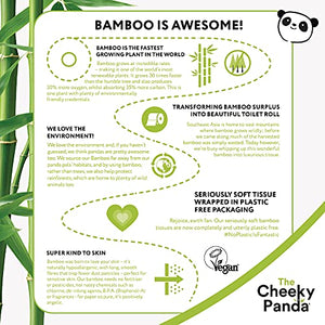 The Cheeky Panda – Bamboo Toilet Tissue Paper | Pack of 9 Rolls (3-Ply, 200 Sheets) | Hypoallergenic, Plastic-Free, Eco-Friendly, Super Soft, Strong & Sustainable