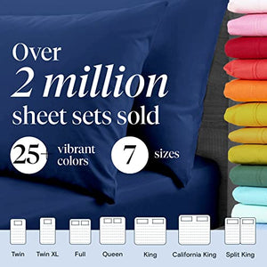 LuxClub 6 PC Sheet Set Sheets Deep Pockets 18" Eco Friendly Wrinkle Free Sheets Machine Washable Hotel Bedding Silky Soft - Navy Queen