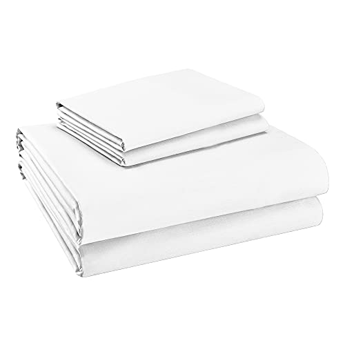 Purity Home Percale Weave Deep Pocket Organic Cotton Sheet Set Twin Artic  White 