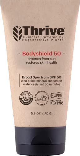 Thrive Natural Body Mineral Sunscreen SPF50 - Water Resistant Reef Safe Sunscreen with Broad Spectrum Clear Zinc Oxide Sun Block - Vegan, Made in USA (5.8 Oz (Pack of 1))