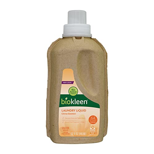 Biokleen Natural Laundry Detergent – 64 HE Loads - Liquid, Concentrated, Eco-Friendly, Non-Toxic, Plant-Based, No Artificial Fragrance, Colors or Preservatives, Citrus Essence