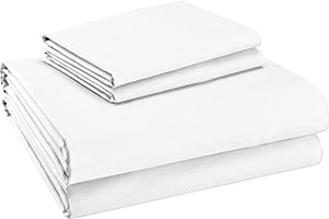 Purity Home Organic Cotton 300 Thread Count Eco-Friendly Crisp Sheets - 4-Piece 100% Cotton Percale Sheets, Deep Pocket - Brushed for Softness, College Dorm, GOTS Certified Sheets, Queen, Arctic White