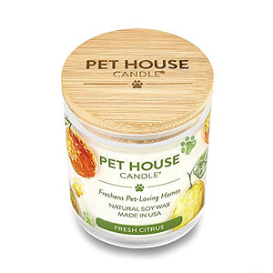 One Fur All, Pet House Candle - 100% Soy Wax Candle - Pet Odor Eliminator for Home - Non-Toxic and Eco-Friendly Air Freshening Scented Candles (Pack of 2, Fresh Citrus)