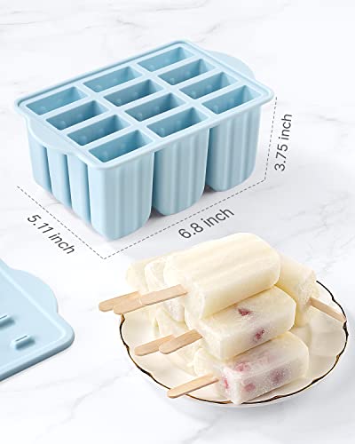 Popsicle Molds, MEETRUE 12 Pieces Silicone Popsicle Molds Easy-Release BPA-Free Popsicle Maker Molds Ice Pop Molds Homemade Popsicle Ice Pop Maker