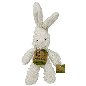 Spunky pup Organic Cotton Bunny Dog Toy | Small Cuddle Squeaker Toy | Durable Strong Double Layered and Stitched | Natural Coconut Husk Stuffed | for Small to Medium Dogs White/Cream or Brown/Natural