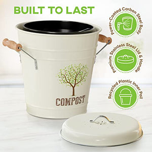 Third Rock Compost Bin Kitchen – 1.3 Gallon Countertop Compost Bin with Lid – Kitchen Compost Bin Countertop – Indoor Compost Bin Kitchen Counter Includes Inner Compost Bucket Liner - Indoor Composter