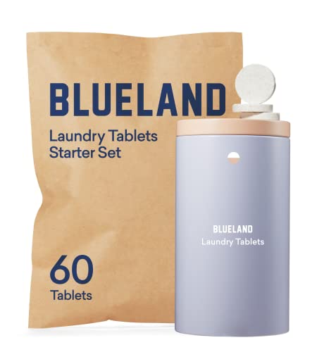 BLUELAND Laundry Detergent Tablet Starter Set - Plastic-Free & Eco Friendly Alternative to Sheets Pods and Liquids - Natural, Gentle, Plant Based - 60 Loads