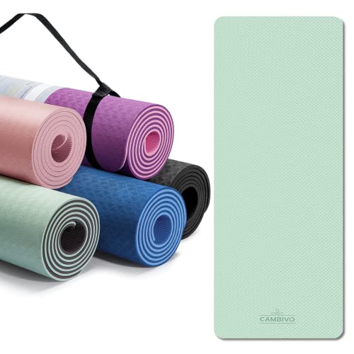 ECO friendly TPE Thick foldable Pilates non slip yoga mat (6mm Green )