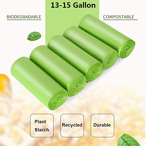  13-15 Gallon Trash Bags Biodegradable Trash Bags Compostable Garbage  Bags Recycling Unscented Tall Kitchen Trash Bags for Kitchen, Yard,  Lawn,Office(75 Counts, Green) : Health & Household