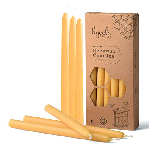 100% Pure Natural Beeswax Candles Handmade Dipped Thin Taper