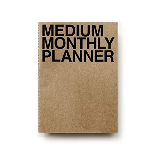 JSTORY Medium Monthly Planner Lays Flat Undated Year Round Flexible Cover Goal/Time Organizer Thick Paper Eco Friendly Customizable Stitch Bound A5 16 Months 150 GSM 18 Sheets Kraft