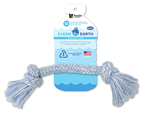 Spunky Pup Clean Earth Recycled Rope Dog Toy Large | Made from 100% Recycled Water Bottles | Eco-Friendly | Dental Texture Promotes Clean Teeth and Gums | Floats | Dog Ring Toy Made in The USA