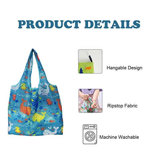 THVALUE Reusable Tote Bag Foldable Shopping Grocery Bags, Washable Dur