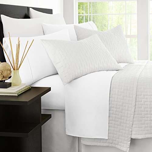 Zen Bamboo Luxury 1500 Series Bed Sheets - Eco-friendly, Hypoallergenic and Wrinkle Resistant Rayon Derived From Bamboo - 4-Piece - Queen - White