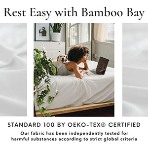 Bamboo Bay Luxury Bamboo Sheets King Size - 6 Piece Ultra Soft King Cooling Sheets for Hot Sleepers - 100% Organic Bamboo King Sheet Set Fits Up to 16" Deep Pocket - Eco Friendly - King - White