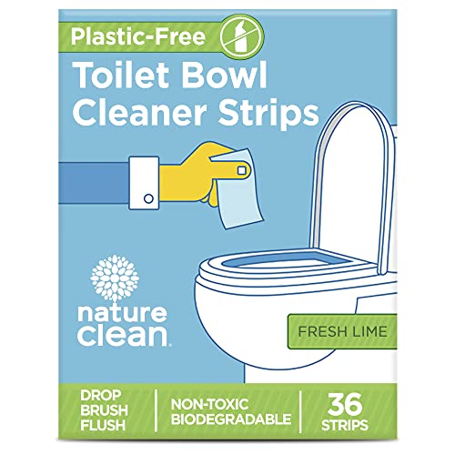 Nature Clean Natural Toilet Bowl Cleaner Strips 36 count, Non-Toxic Plastic-Free Packaging, Eco-Friendly & Septic Safe Toilet Cleaner Strips, Biodegradable Cleaning Strips Remove Stain & Odors, Refresh Toilets & Bathroom. No Bleach, No Chlorine. No Splash