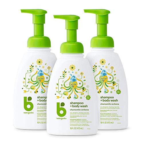 Babyganics Baby Shampoo + Body Wash Pump Bottle, Chamomile Verbena, Packaging May Vary, 16 Fl Oz (Pack of 3)