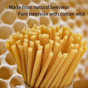 DEYBBY Beeswax Birthday Candles – 100 Count Beeswax Candles - Dripless and Smokeless Eco Beeswax Taper Candles for Home
