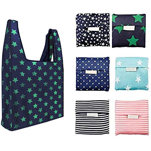6 Pack Reusable Shopping Grocery Bags Foldable, Washable Grocery Tote with Pouch, 35LB Weight Capacity, Heavy Duty Shopping Tote Bag, Eco-Friendly ...