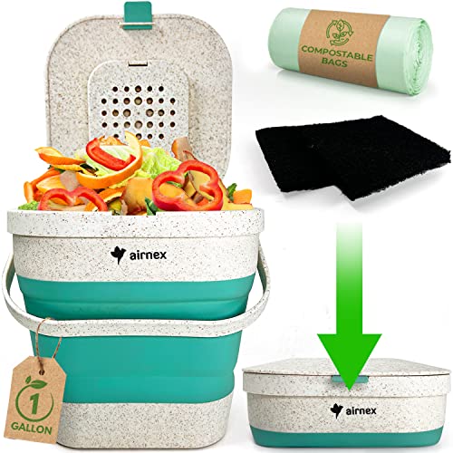 Kitchen Counter Composter AIRNEX Countertop Compost Bin Kitchen Counter, Indoor Food Composter f