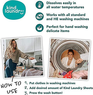 KIND LAUNDRY Detergent Sheets (Ocean Breeze) - Award Winning Eco Friendly Washer Soap Strips, Plant Based Liquidless Formula, Zero Waste, Biodegradable, Great for Travel, Camping (60 loads)