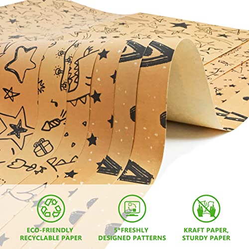 Rapping Paper Wrapping Paper Set,Eco Gift Wrapping Paper Folded Sheets,Birthday Gift