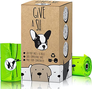 Certified Compostable Dog Poop Bags | 10% to Charity | Vegetable Based Dog Poop Bag | Eco Friendly and Earth Friendly dog waste bags | Leakproof And Zero Odor housebreaking + pet supplies (120 Bags)