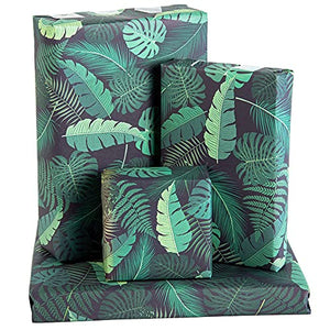 CENTRAL 23 Wrapping Paper (x6) Sheets - Green Leaves and Plants - Eco Gift Wrap for Men and Women - Recyclable - Trendy Design for Girls - For Birthdays