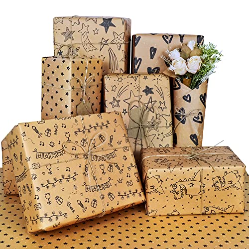 Rapping Paper Wrapping Paper Set,Eco Gift Wrapping Paper Folded Sheets,Birthday Gift