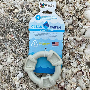 Spunky Pup Clean Earth Recycled Ring Dog Toy | Made from 100% Recycled Water Bottles | Eco-Friendly | Chicken Flavored | Dental Texture Promotes Clean Teeth and Gums | Dog Ring Toy Made in The USA